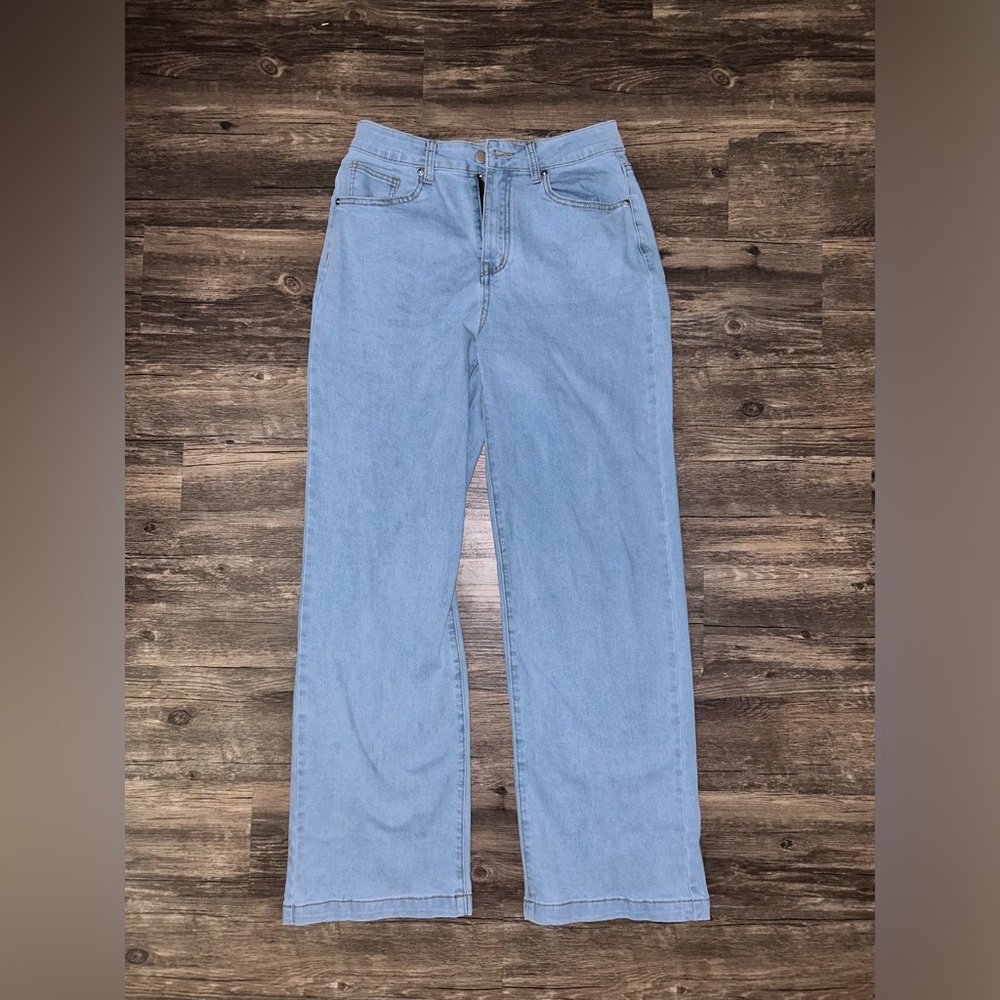 Light blue wide leg denim